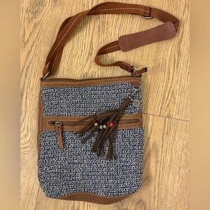 THE SAK Lucia Crochet Cross Body Bag Purse Blue Boho